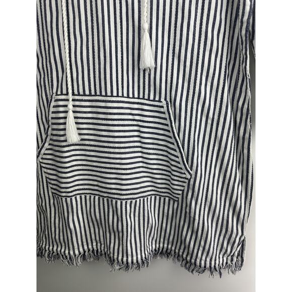 Tommy Bahama Yarn Dyed Striped Cotton Hoodie Pullover Swim Cover Beach Top Large - Picture 5 of 9